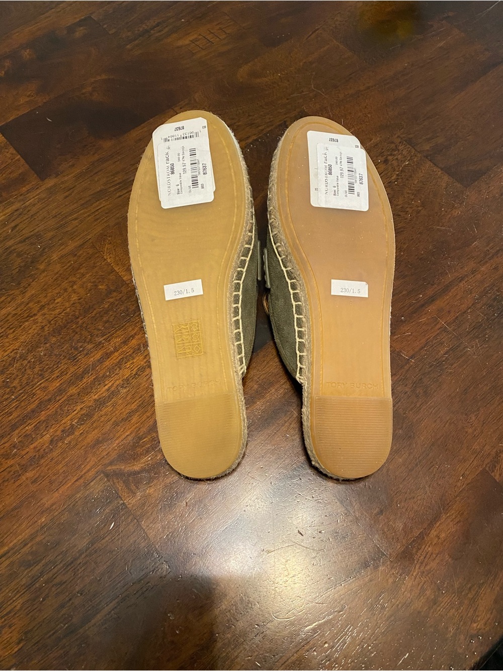 Tory Burch Olive Suede Espadrille Mule with Gold Logo - Picture 3 of 4